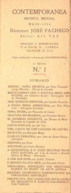 capa do Sumário do n.º 1 de 0/5/1926