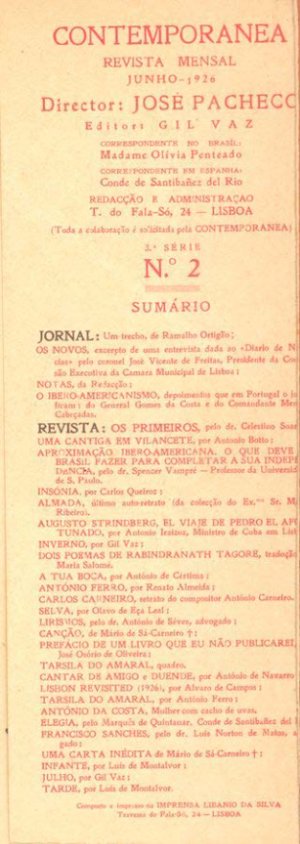 capa do Sumário do n.º 2 de 0/6/1926