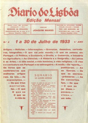 capa do A. 1, n.º 4 de 1/7/1933