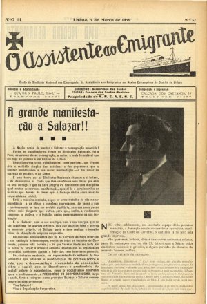 capa do N.º 37 de 5/3/1939