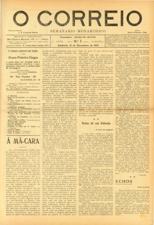 capa do A. 1, n.º 3 de 21/12/1912