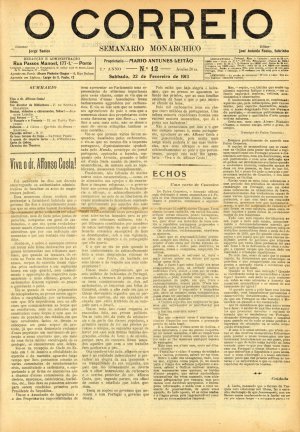 capa do A. 1, n.º 12 de 22/2/1913
