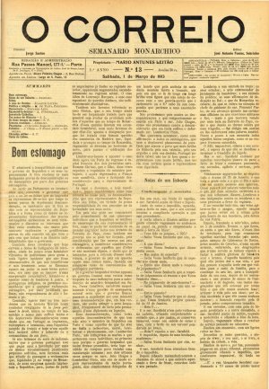 capa do A. 1, n.º 13 de 1/3/1913