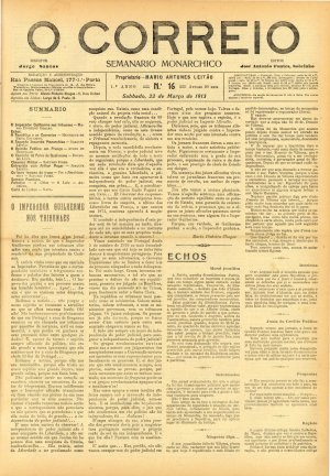 capa do A. 1, n.º 16 de 22/3/1913
