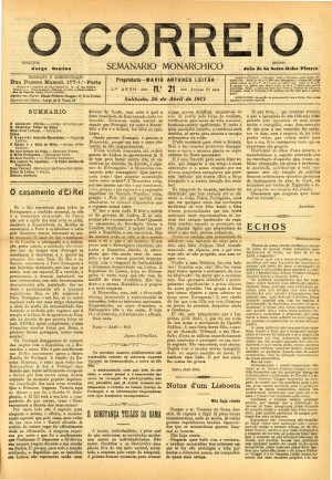 capa do A. 1, n.º 21 de 26/4/1913
