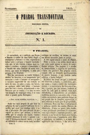 capa do N.º 1 de 0/9/1845