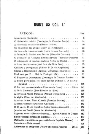 capa do Índice do vol. I de 0/0/1926